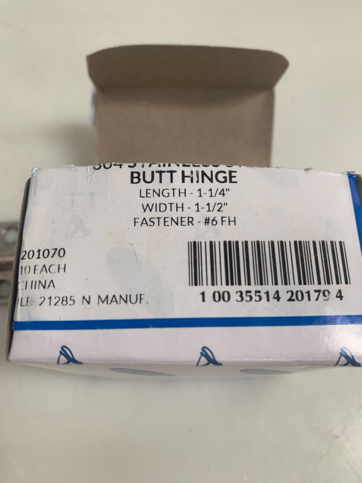 SEA DOG LINE STAINLESS BUTT HINGE 1 1/4 X 1 1/2 #6 FH 10/PER BOX 5 BOX LOT