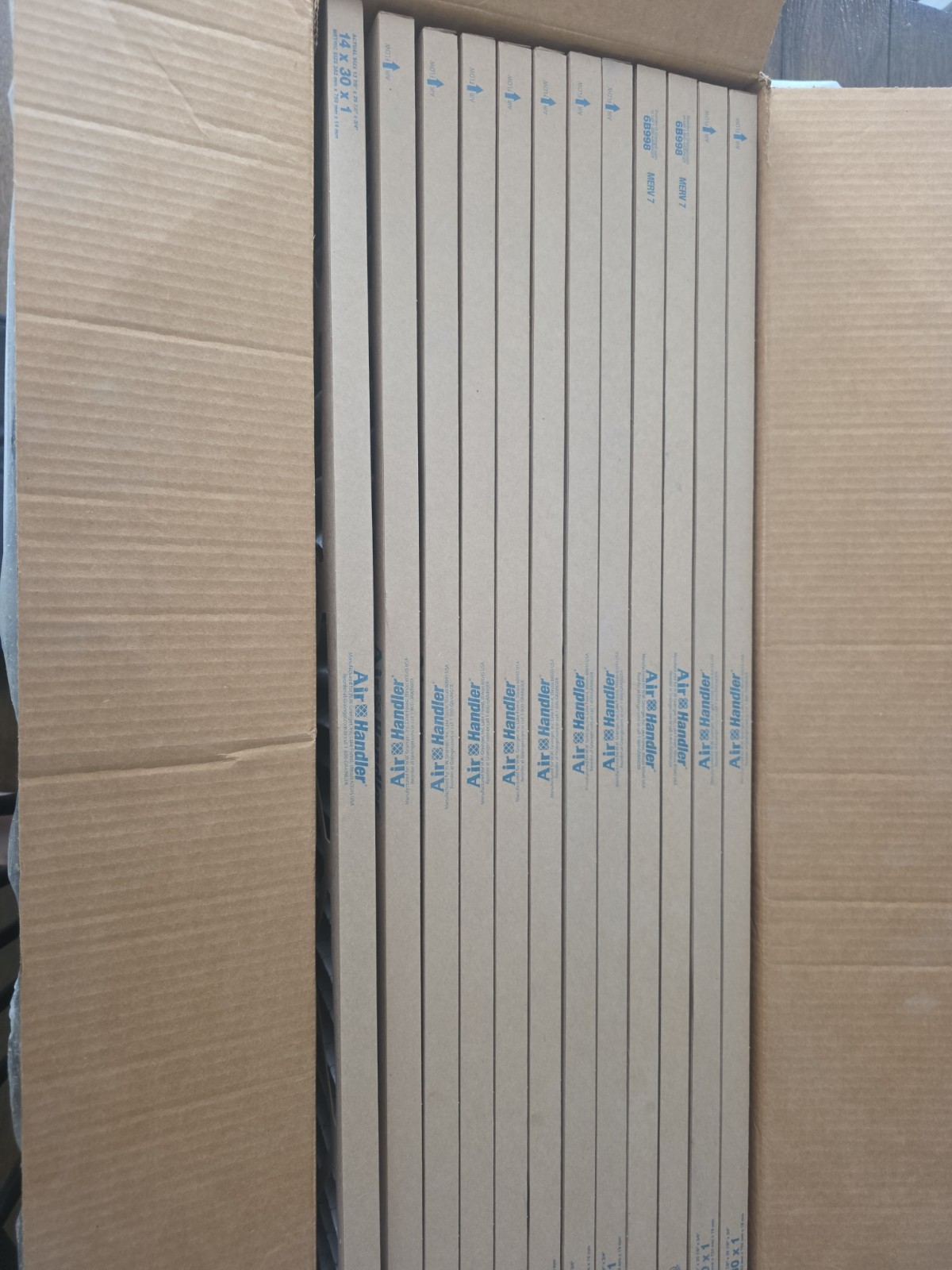 12 Air Handler 6B998 14x30x1 Merv 7 Standard Capacity Pleated Fiberglass Filters