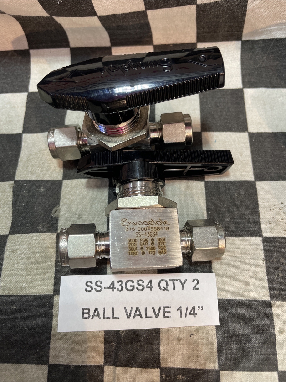 SWAGELOK SS-41GS2 SS-41S2 SS-42GS4 SS-43GS4 SS-43GS6, VALVE 1/8″ 3/8″, LOT OF 7