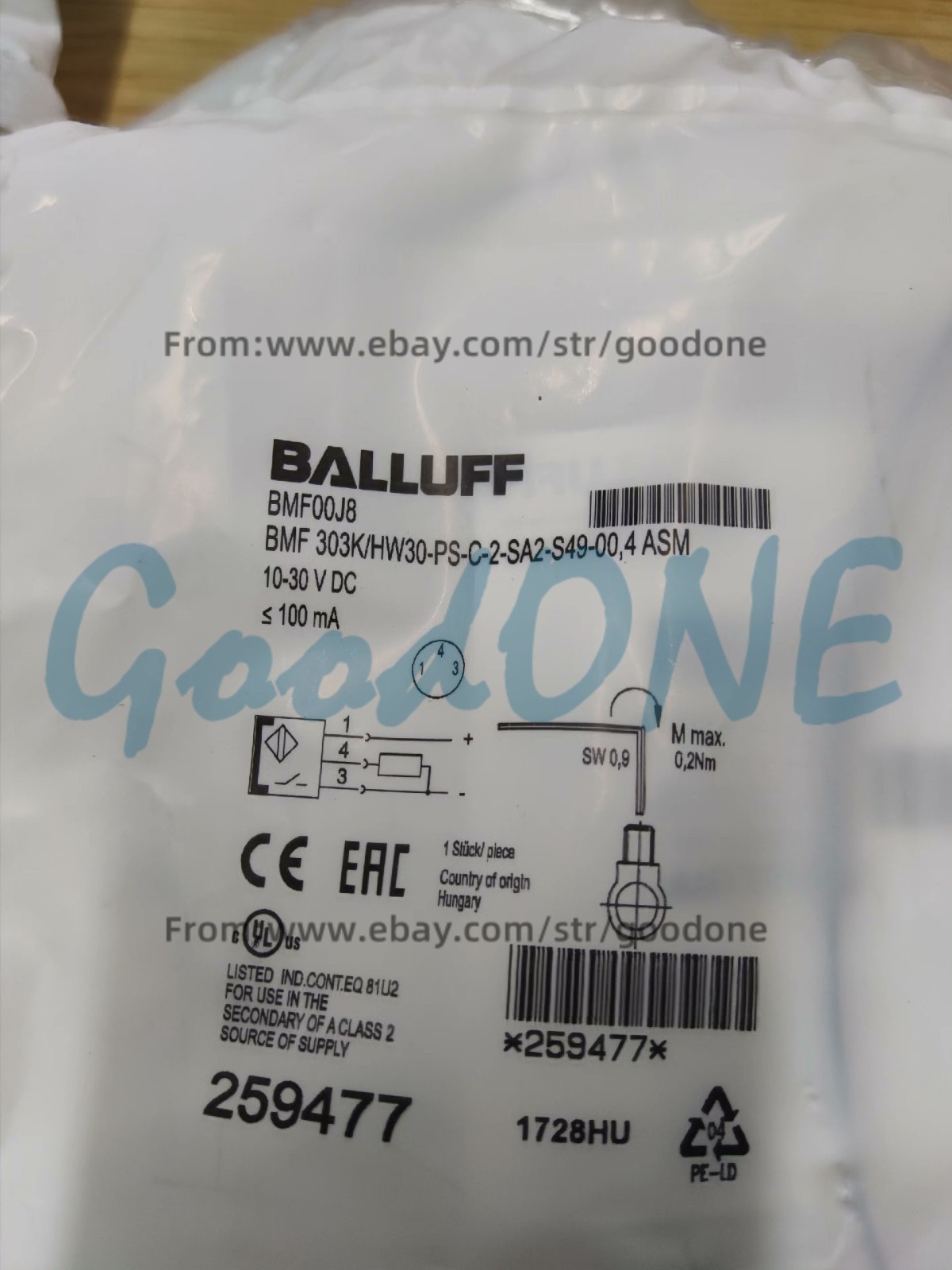 1PC NEW FOR Balluff Sensor BMF00J8 BMF 303K/HW30-PS-C-2-SA2-S49-00,4ASM