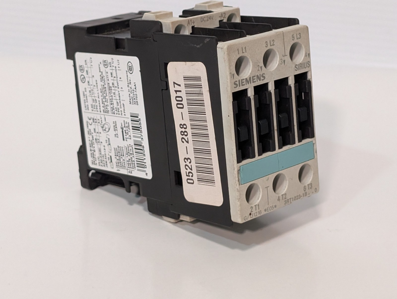 Siemens Sirius 3RT1023-1B and 3RT1026-1B industrial contactors with 24VDC coils