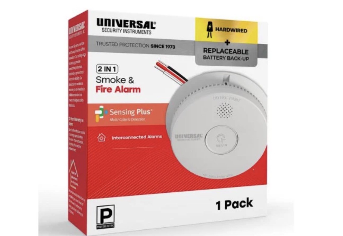 USI Hardwired and 1-Year Battery Backup Smoke Detector with Photoelectric Sensor