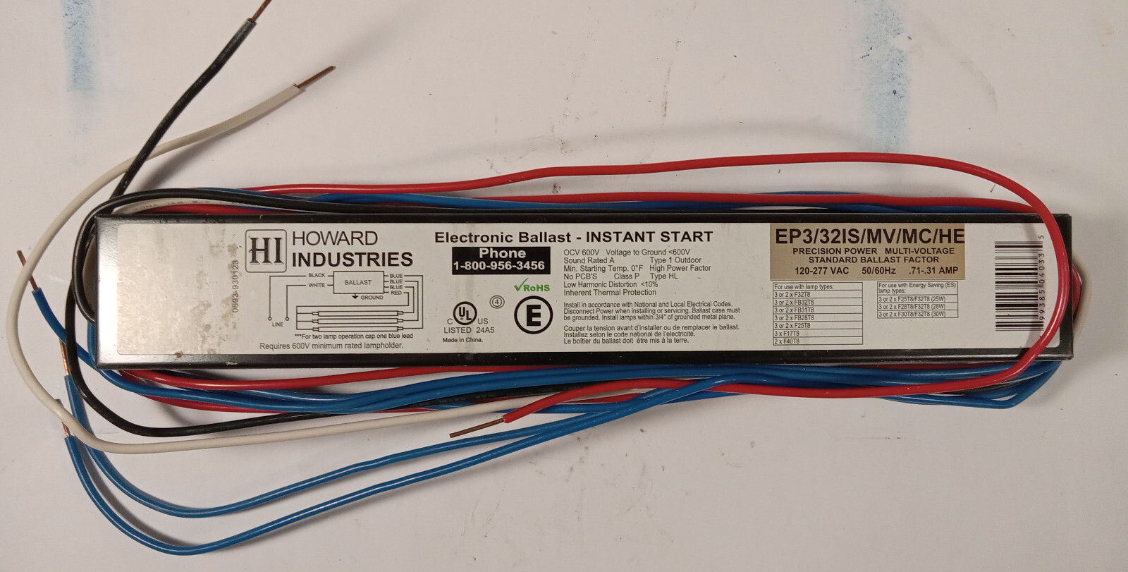 1 NEW HOWARD EP3/32IS/MV/MC/HE – ELECTRONIC BALLAST NNB ***MAKE OFFER***