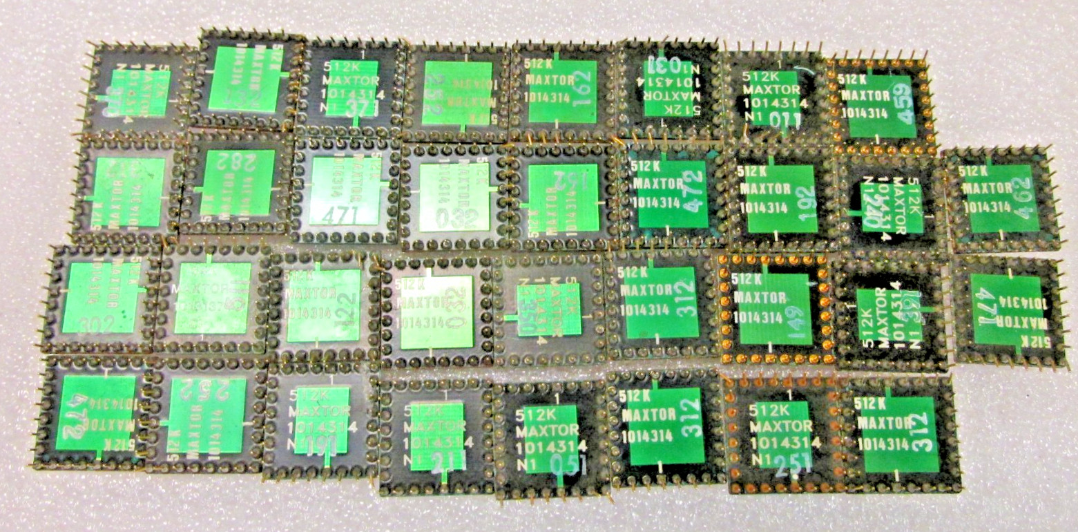 Lot of 34 MAXTOR PROMs Gold top and legs – Scrap for Gold Recovery.