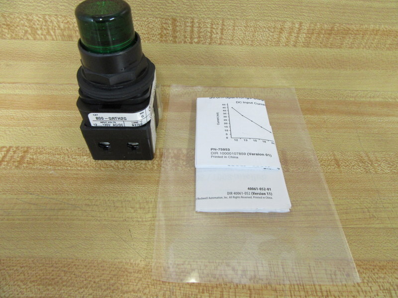 Allen Bradley 800H-QRTH2G Green Button W/800TC-N374,800T-XA