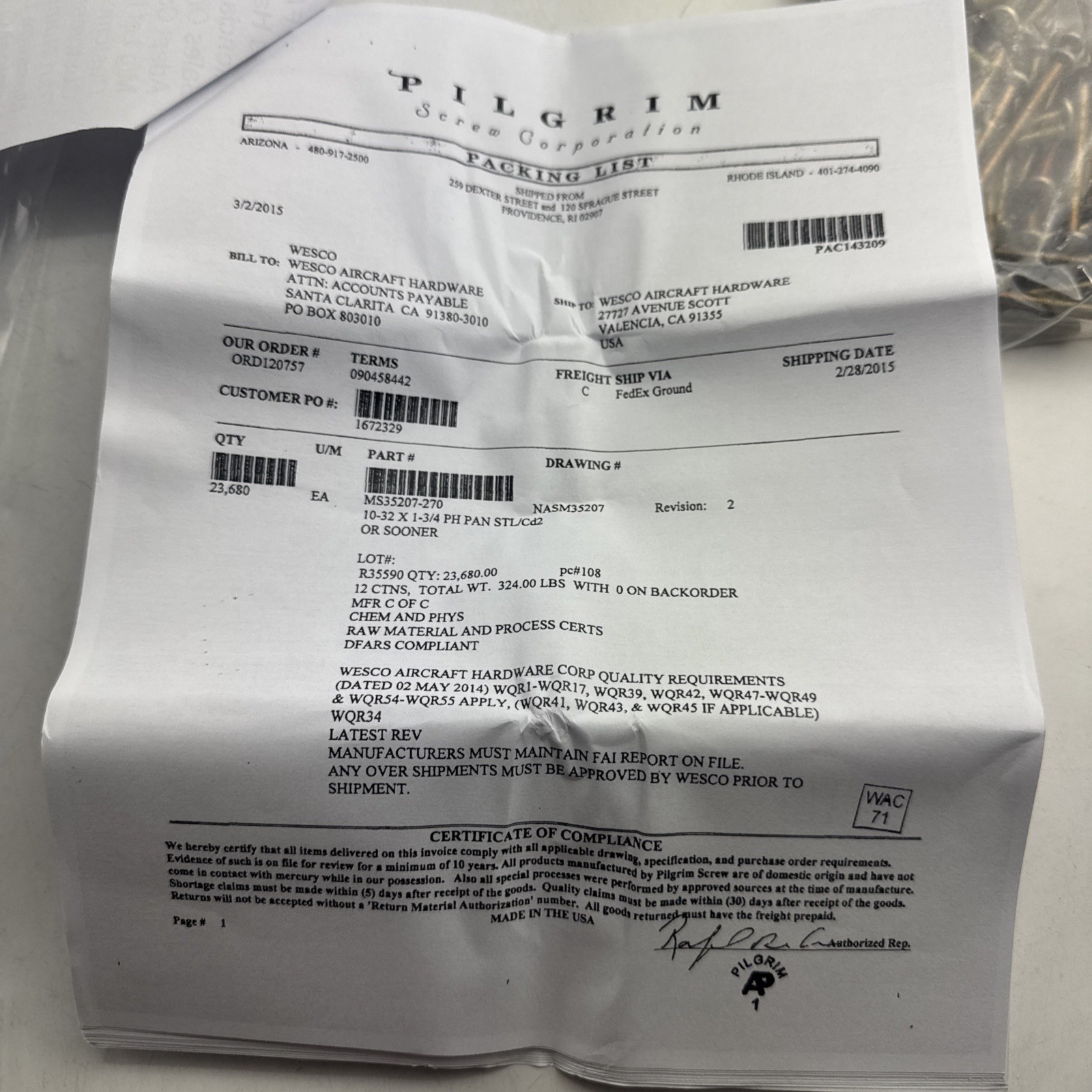 (100) MS35207-270 Screw Military 1 3/4″ Long, 10-32 Pan Head Cadmium Plated