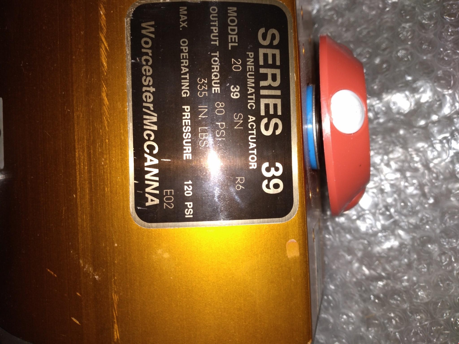 WORCESTER SERIES 39 MODEL 20 PNEUMATIC ACTUATOR 6RT15Q R1 WCB 400F 20 39 SN R6