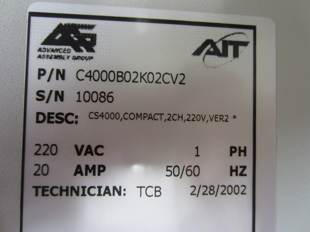 GSE C4000B02K02CV2 Tool Control CS4000 Enclosure Only
