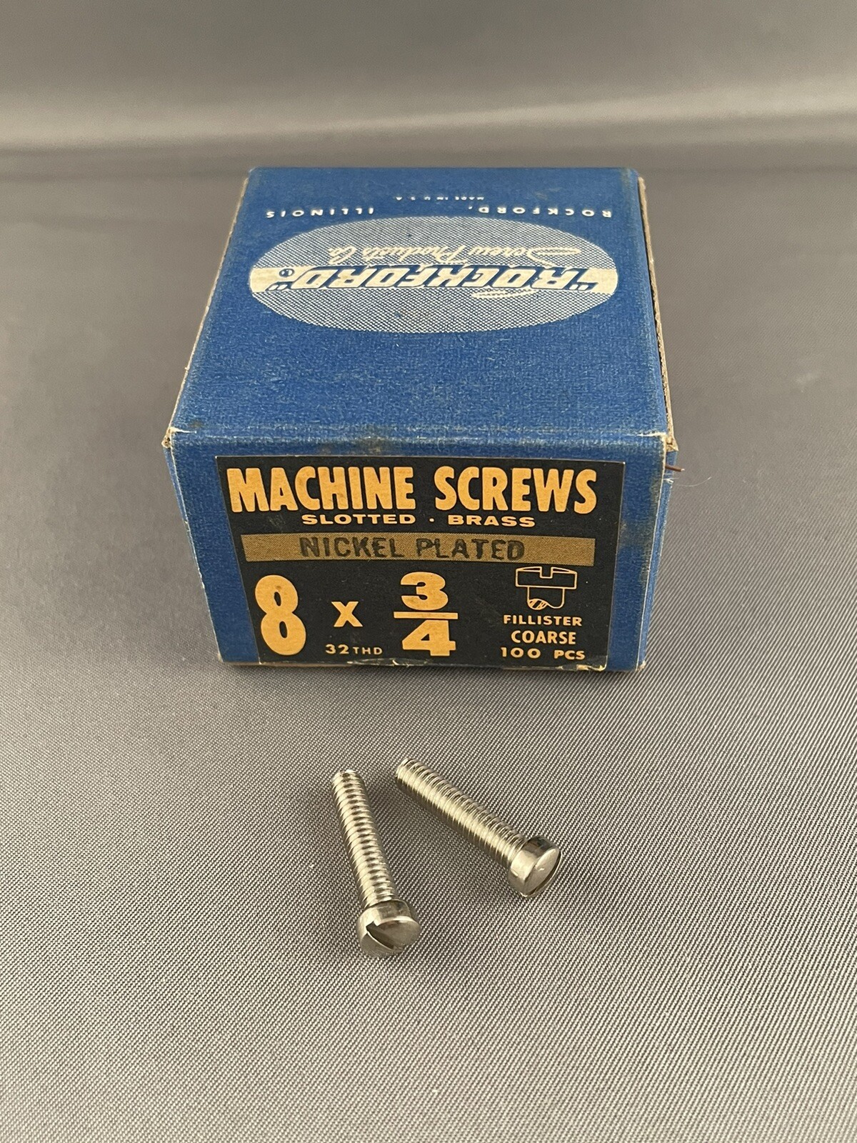 Machine Screws 8 X 3/4 Slotted Fillister Brass Nickel Plated By Rockford 100 pcs