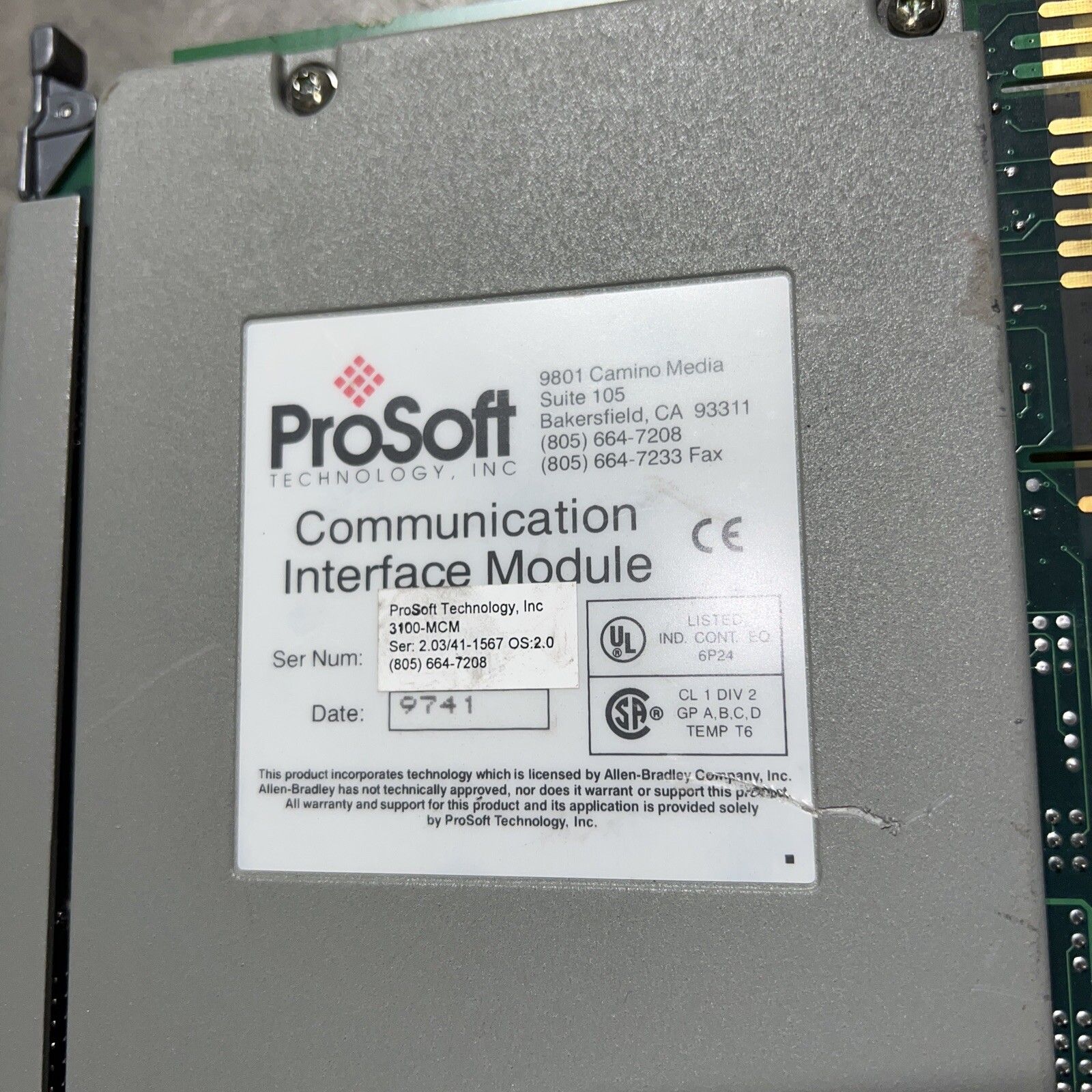 PROSOFT TECHNOLOGY 3100-MCM USED COMMUNICATION INTERFACE MODULE 3100MCM