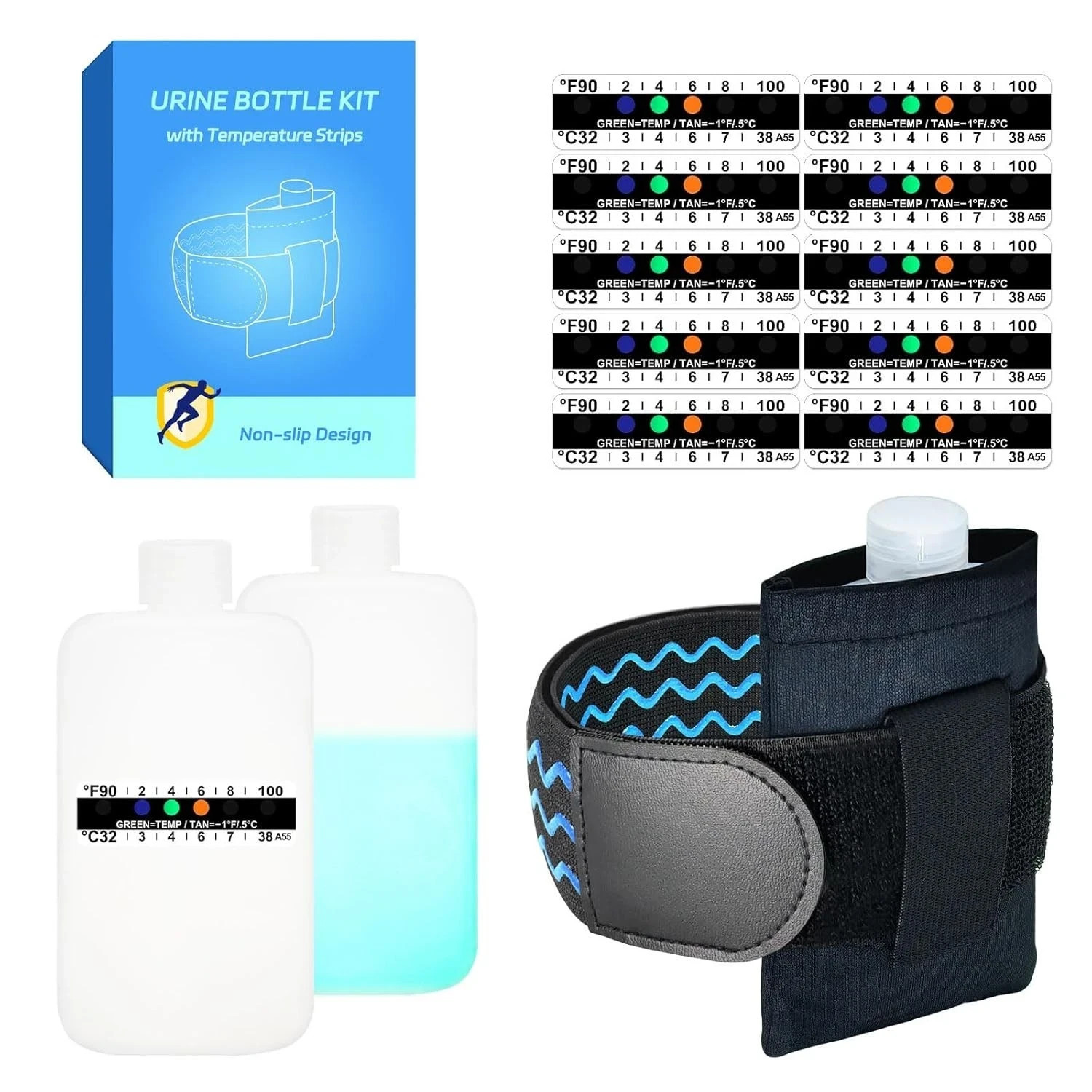 Urine Belt Refill Kit with Funnel, Heat Pad, Temperature Strip
