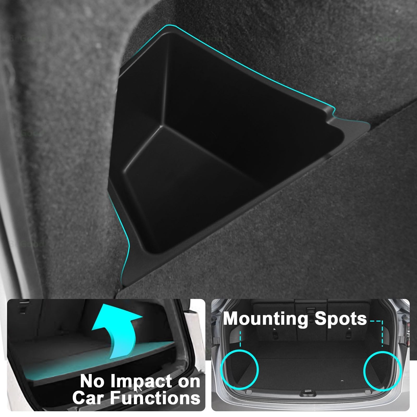 BestEvMod for 2026+ Tesla New Model Y Juniper 2PCS Rear Trunk Storage Bins wi…