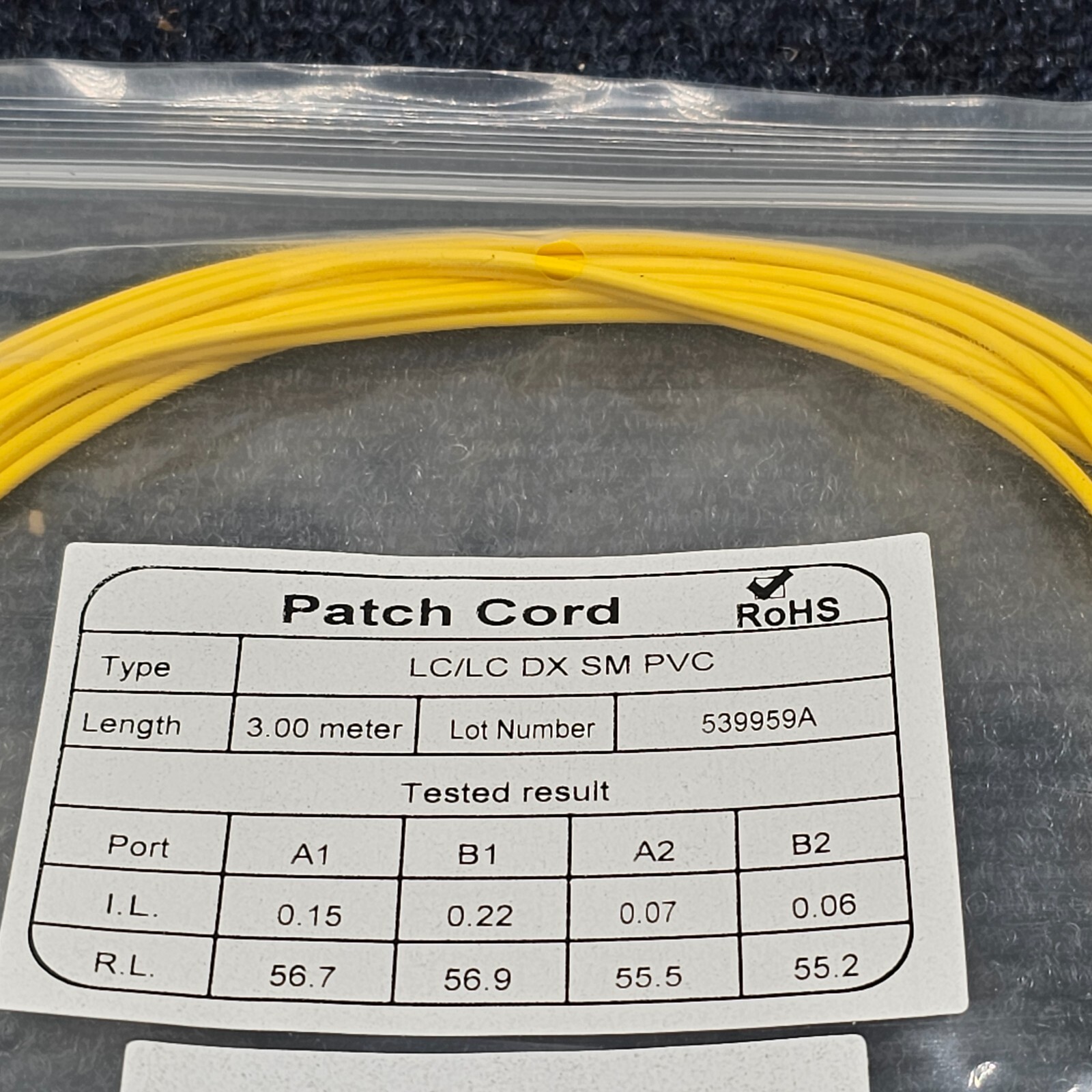 ( QTY 3 ) LCLCDUPSM-3M: Duplex Single-Mode Fiber Optic Patch Yellow