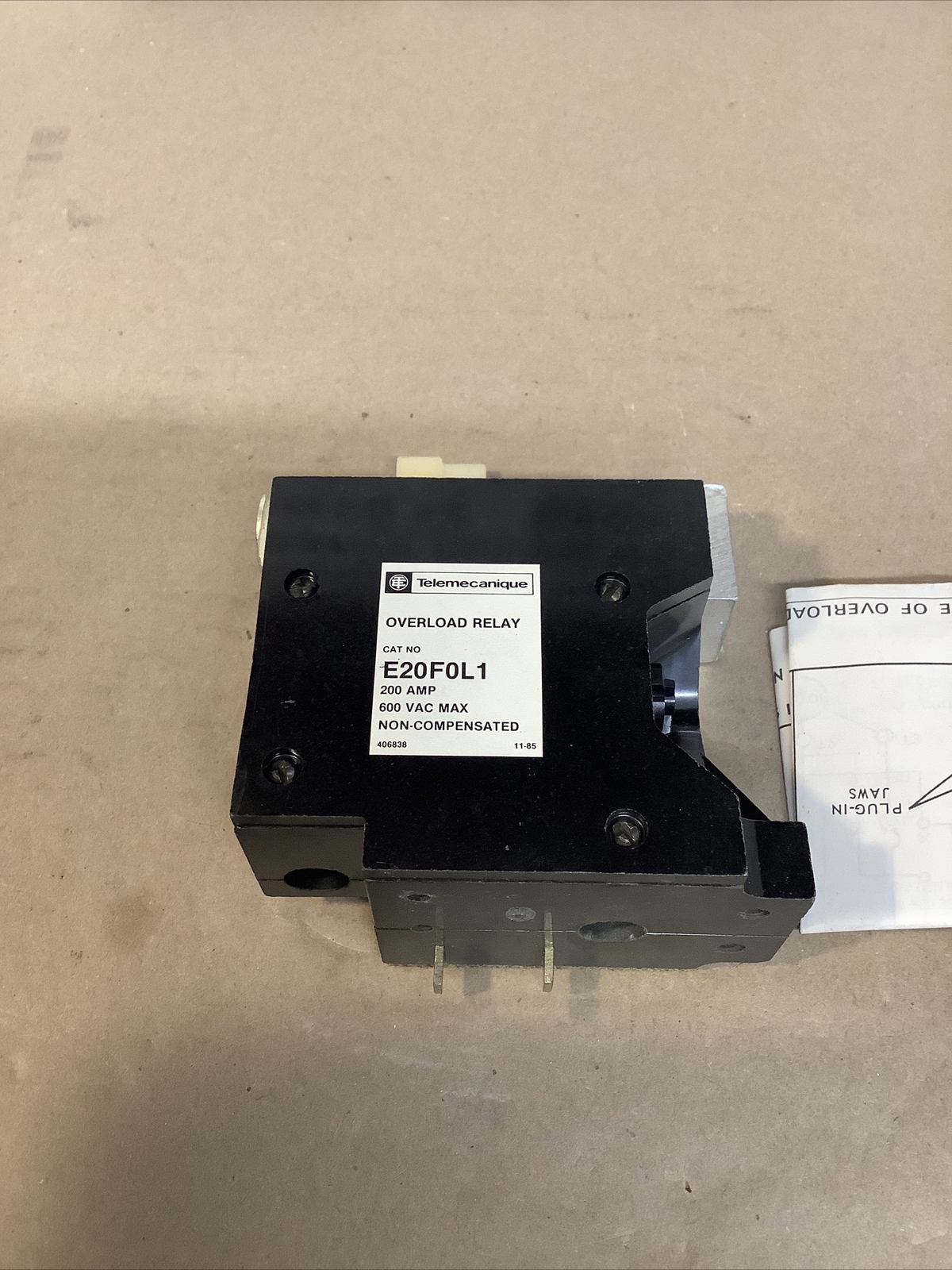 Telemecanique Overload Relay E20F0L1 200 Amp