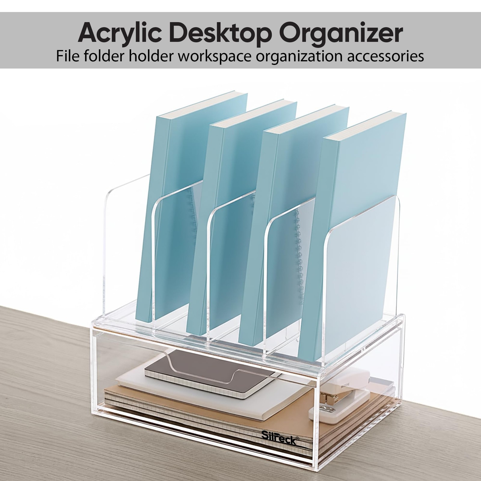 Acrylic Desktop Organizer Easy-Access Drawer I Clear Storage