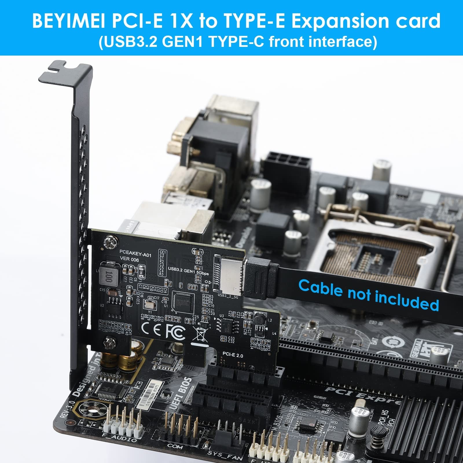 PCI-E 1X to USB 3.2 GEN1 5Gbps Type-E A-Key Expansion Card,Front Panel Type-C…