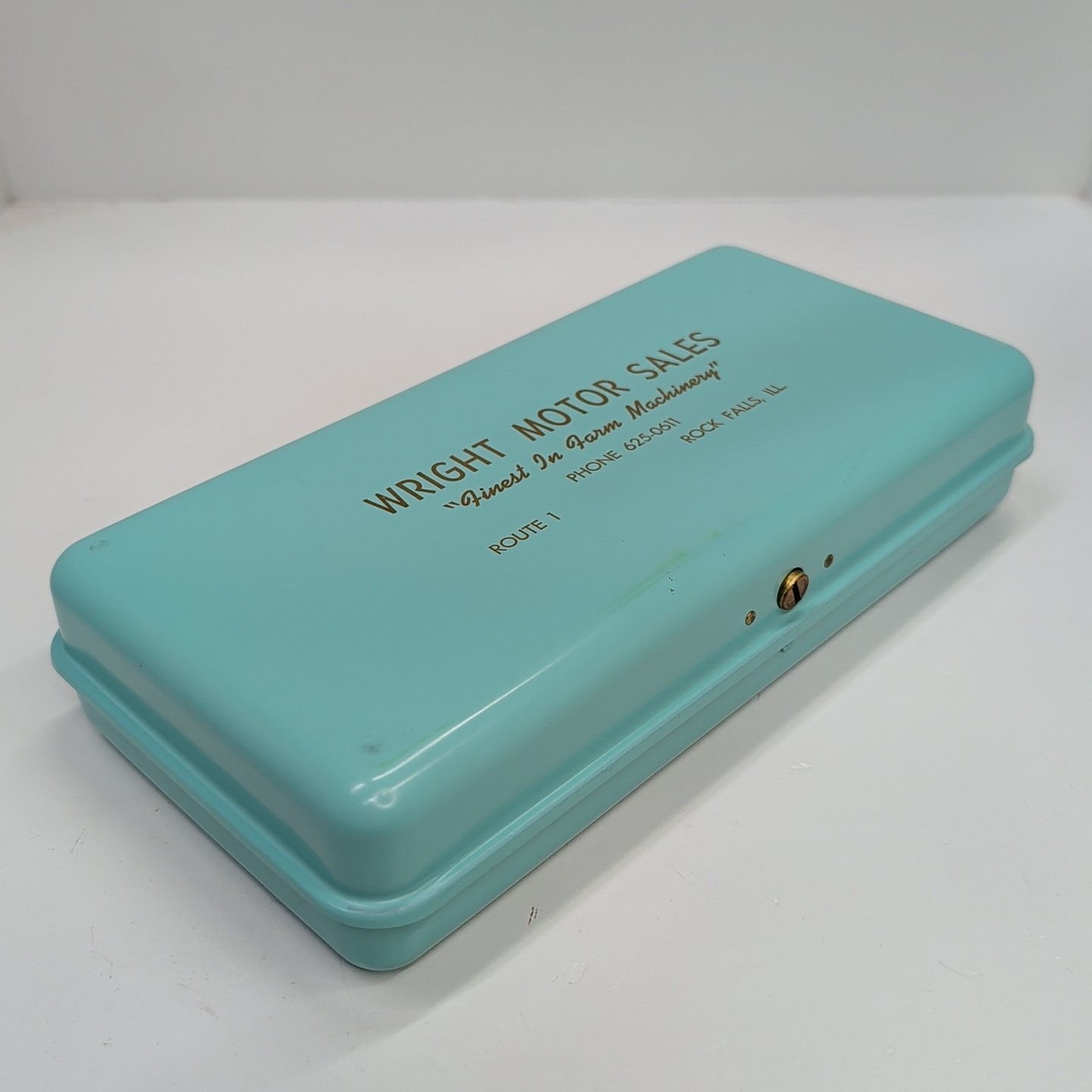 Vintage Metal Cash Lock Box Wright Motor Sales Rock Falls Illinois No Key Farm