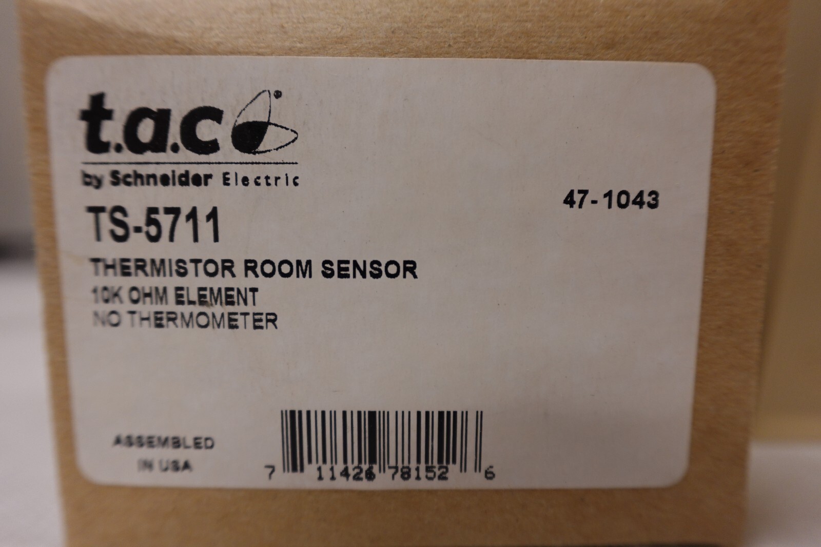 TAC Schneider Electric TS-5711 Thermistor Room Sensor 10k OHM, No Thermometer