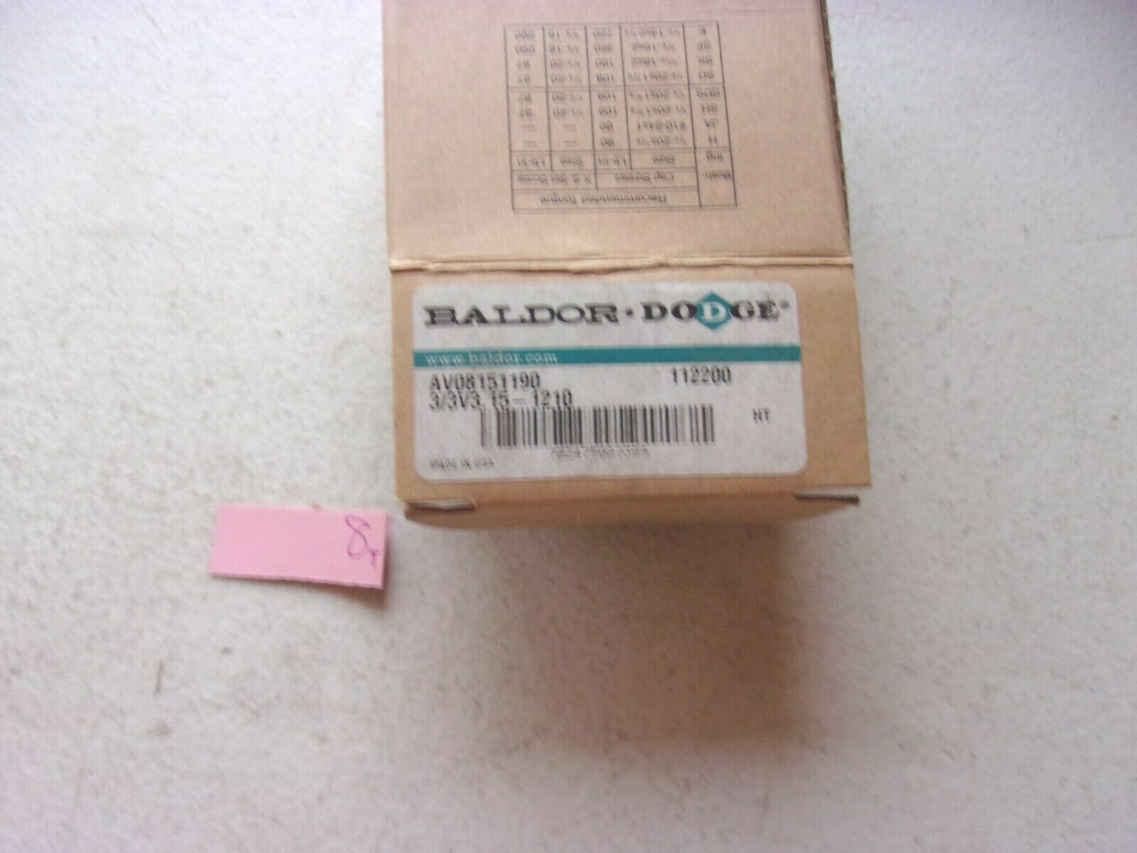 NEW IN BOX BALDOR DODGE SHEAVE 112200 AV08151190 3/3V3.15-1210 (171-2)