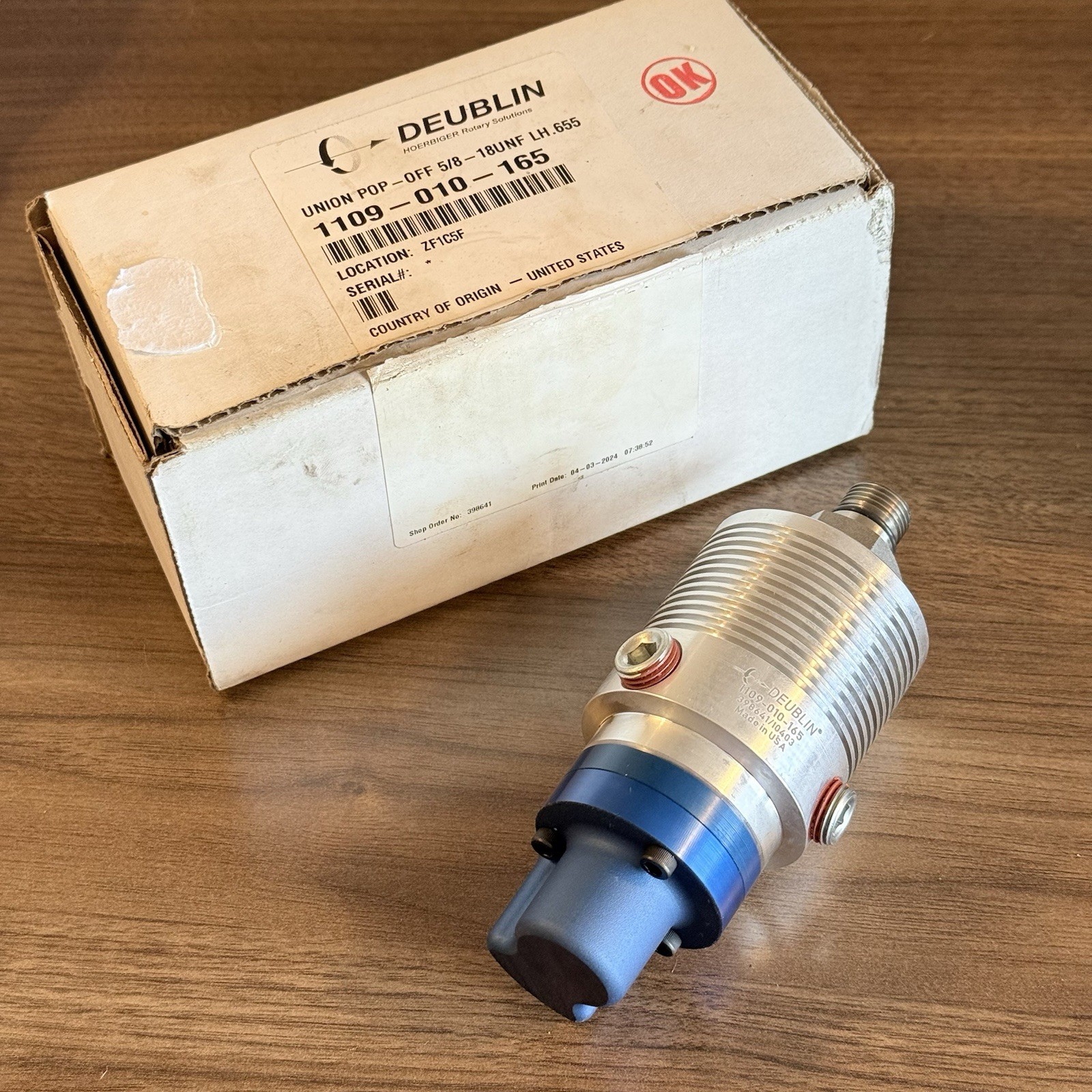 Deublin High Speed Rotary Joint Union Pop-Off 5/8” 18UNF 1109-010-165 USA New