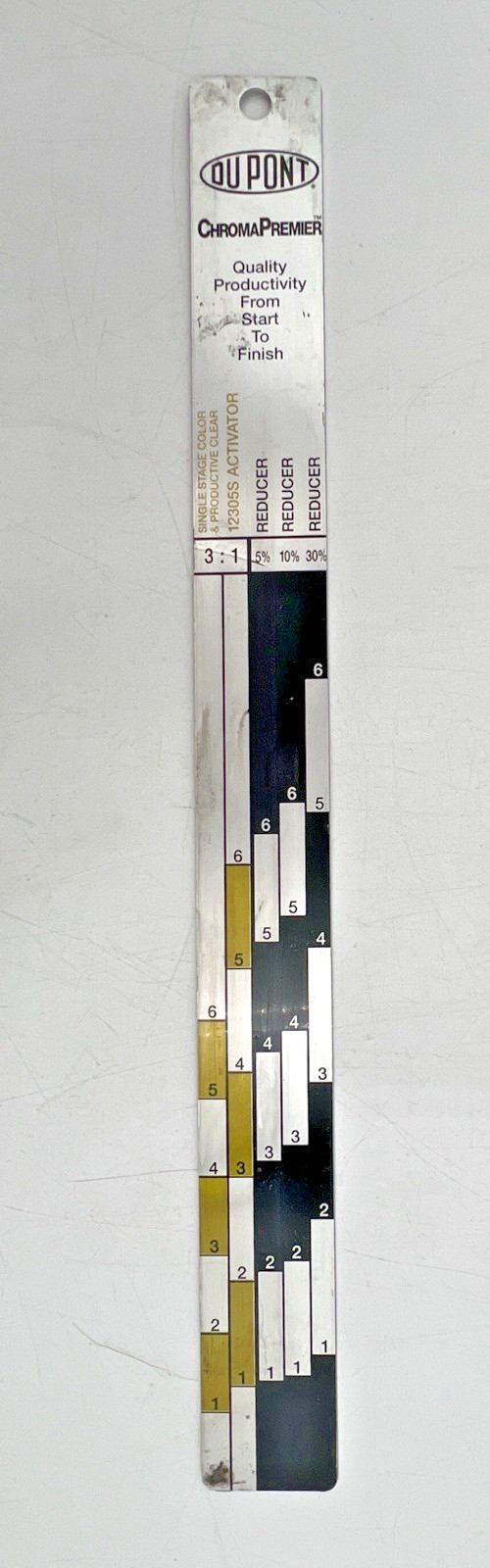 (3) DUPONT CHROMOPREMIER MEASURING METAL STICKS RATIO MIXING E-4042 & E2016