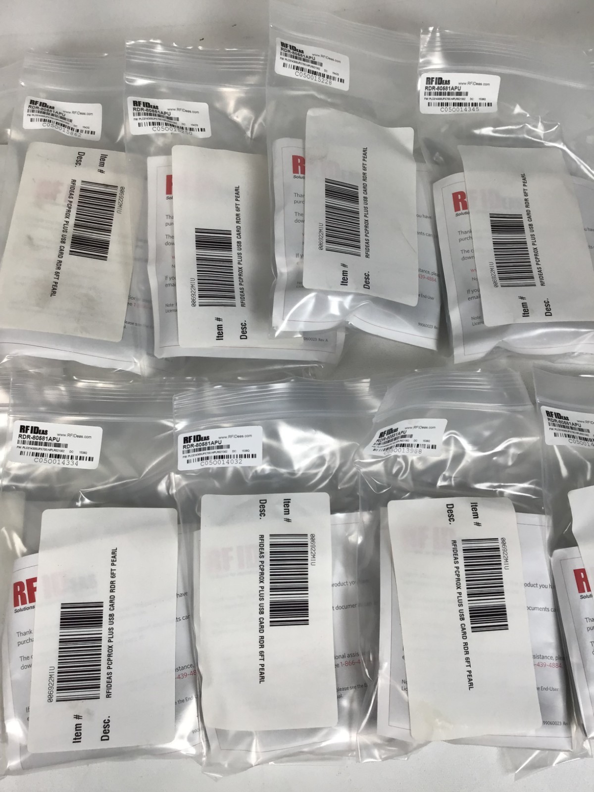 Lot of 10 RFIDeas USB Card Reader RDR-80581APU 006922MIU Pearl 6 Foot ~