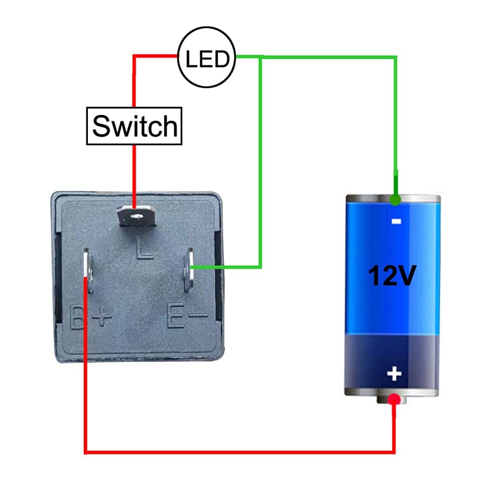 12V 3 Pin LED Flasher Relay for Motorcycle Turn Signals Adjustable, 6