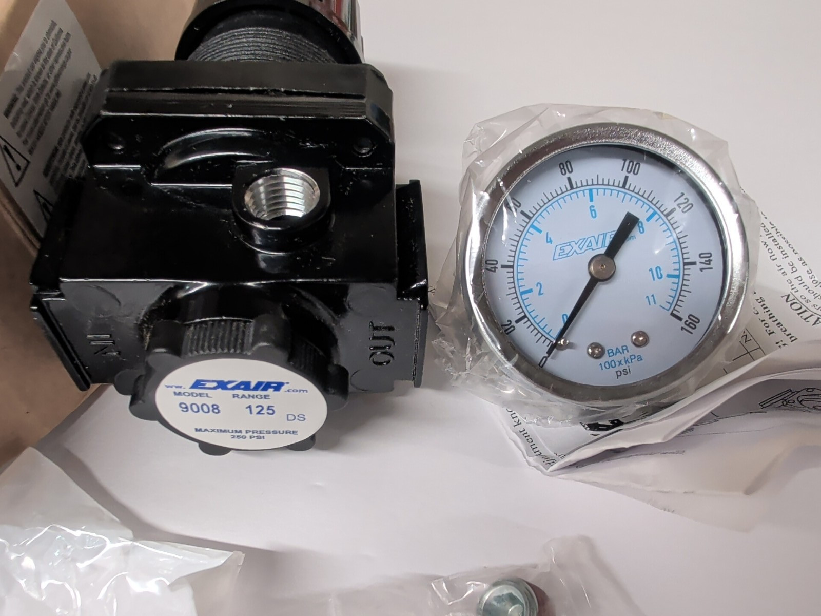 EXAIR Model 9008 1/4 NPT Pressure Regulator with 160psi gauge 9011