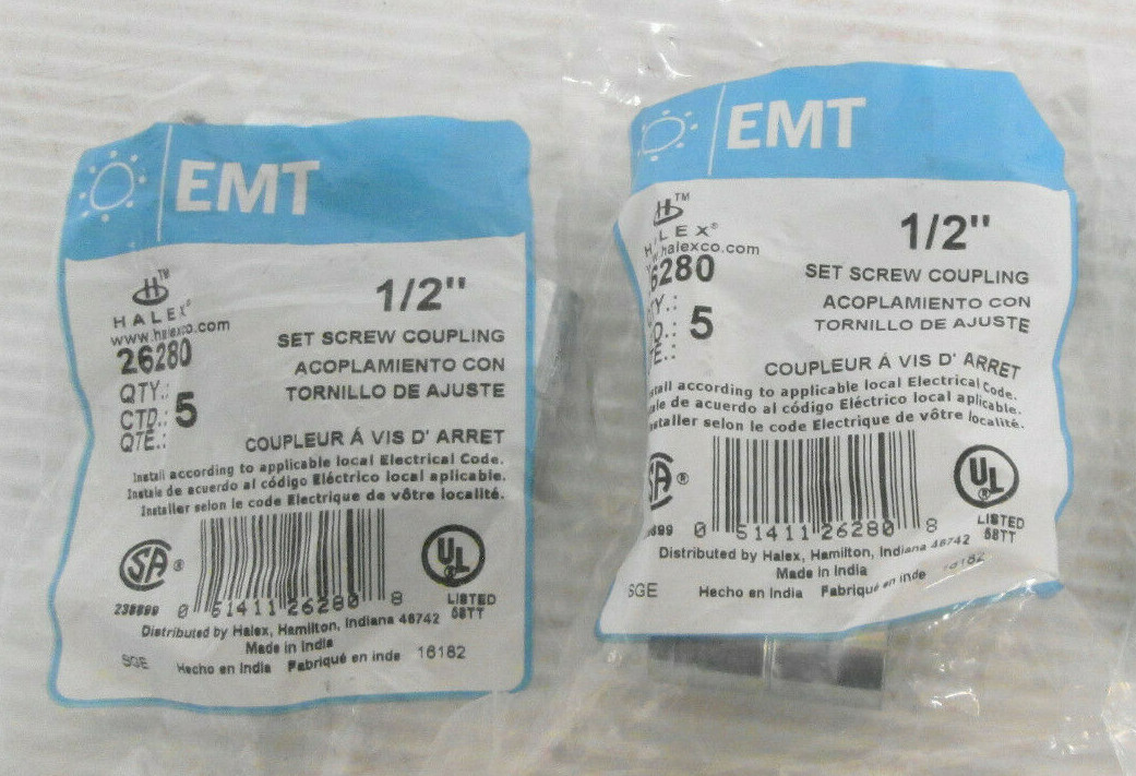 Halex EMT 26280 Set Screw Coupling 1/2″ (Lot of 10)