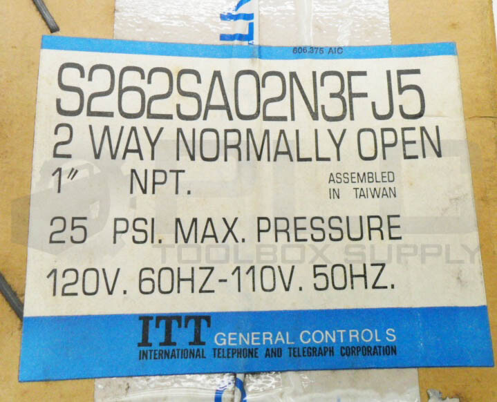 SEALED NEW ITT S262SA02N3FJ5 SOLENOID GAS VALVE 1″ NPT 25PSI 110-120V *READ*