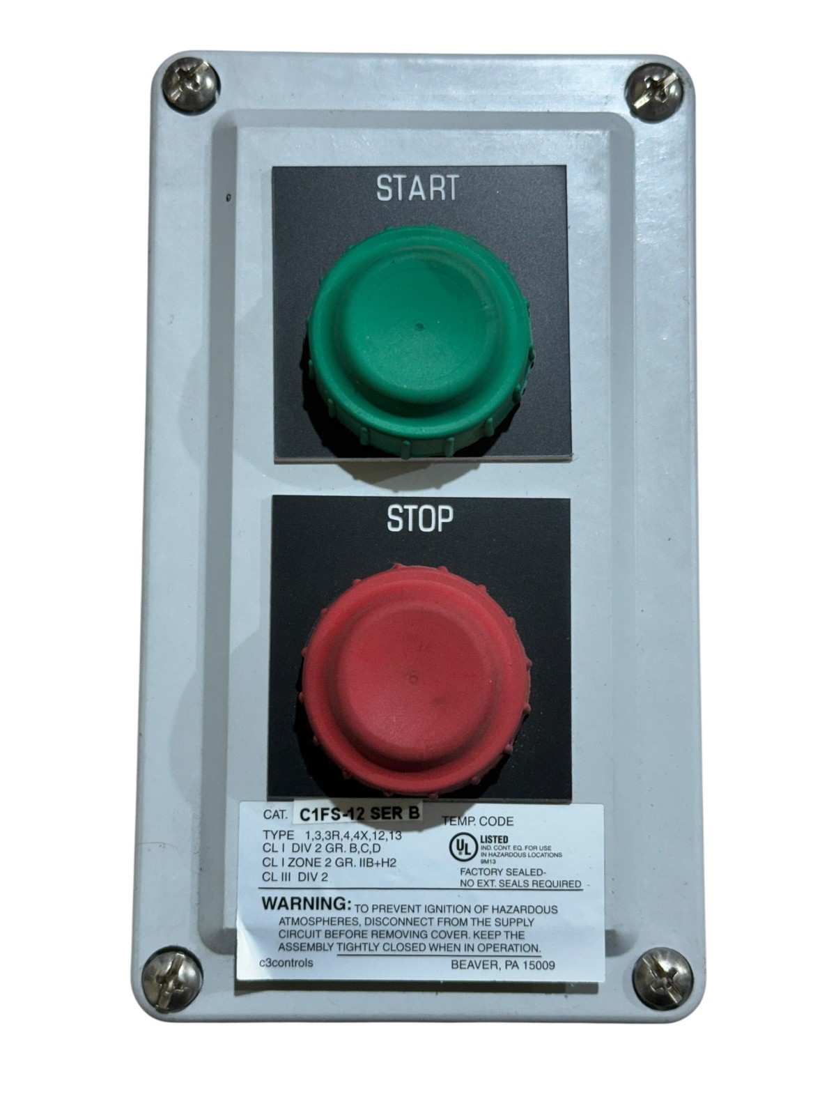 C3 Controls C1FS-12 SER B START STOP BUTTON CONTROL STATION