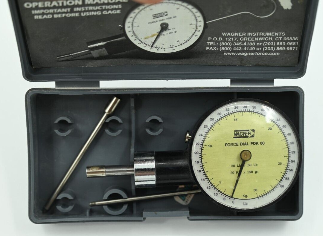 Wagner Instruments Push Force Dial  60 lb x .50 lb FDK 60 with Case