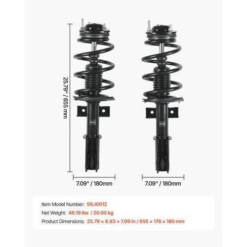 Front Shock Absorber Strut Assembly, 2Pcs Shock and Strut Assembly with Coil Spr