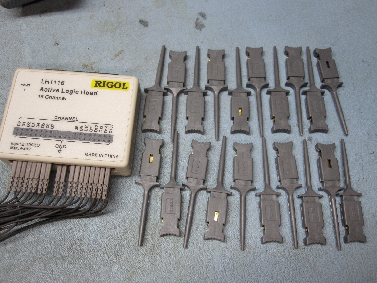 RIGOL LH1116 Active Logic Head 16 Channel W/ Extras, Main Cable, Leads, & Clips