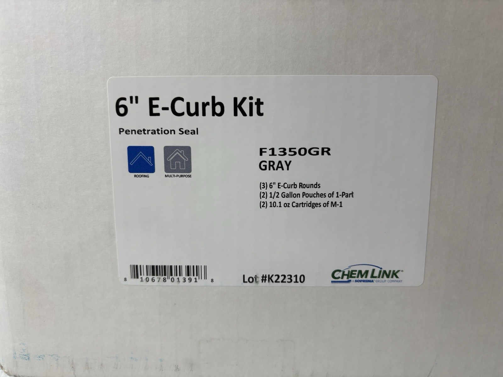 Chem Link F1350GR Penetration Seal 6″ Round E-Curb System Kit (2) 1/2 gallon NIB