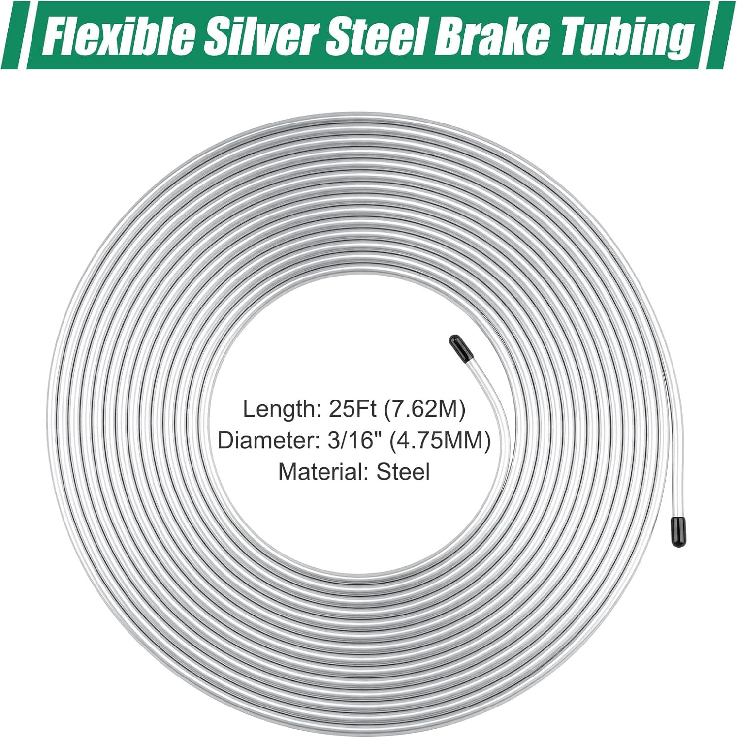 25Ft 3/16″ Upgraded Zinc Coated Steel Brake Line Tubing Kit, Robust Reliable Hyd