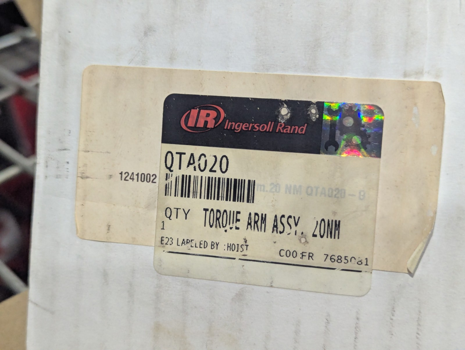Ingersoll Rand QTA020 Torque Arm Assy, 20NM 14.5in Vertical Travel