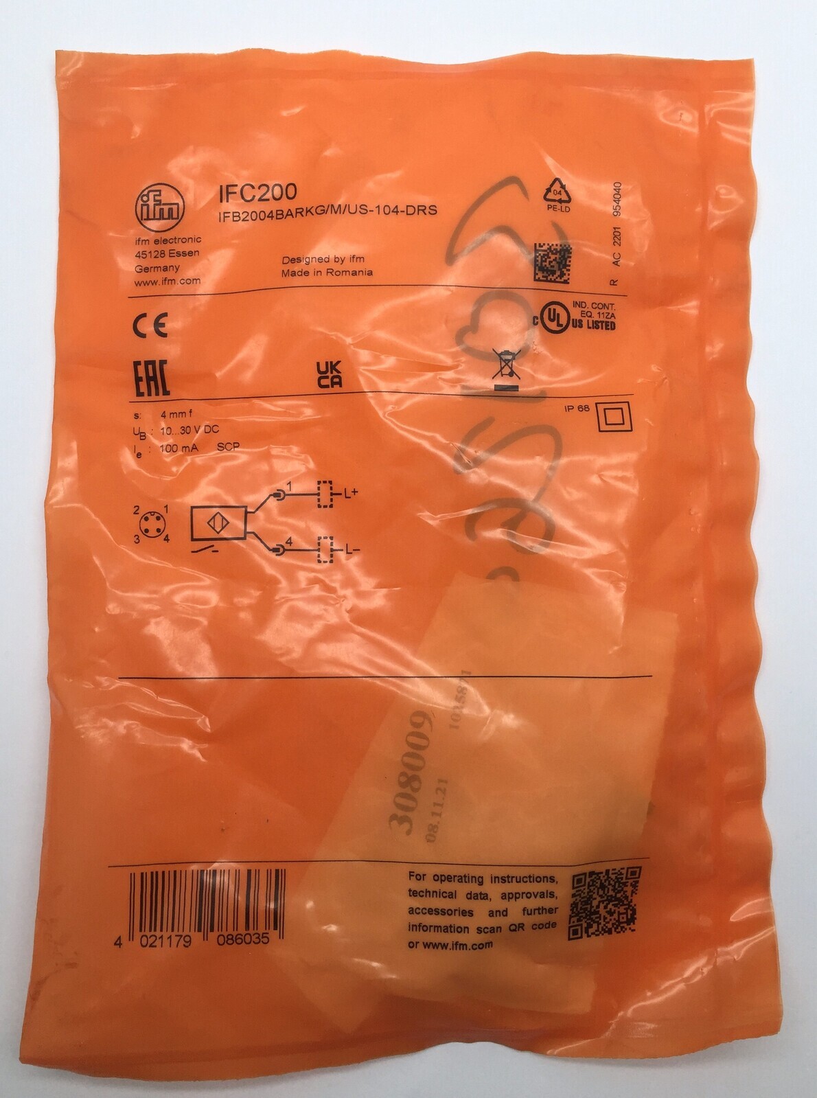 ifm Electronic IFC200 Inductive Sensor IFB2004BARKG/M/US-104-DRS