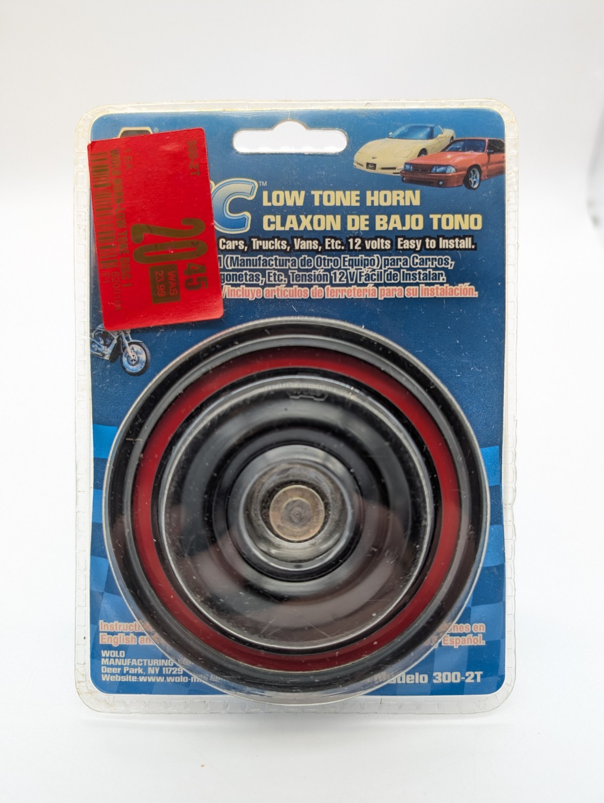 New WOLO 300-2T Disc Horn Low Tone 12-Volt 115 Decibels Universal Black NIB