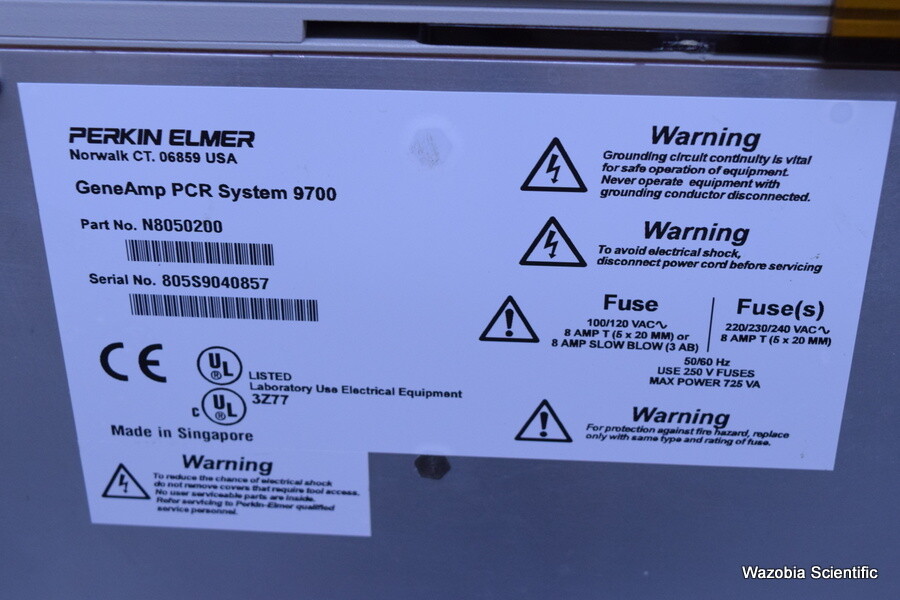 AB APPLIED BIOSYSTEMS GENEAMP PCR SYSTEM 9700 WITH 96 WELL BLOCK N8050200