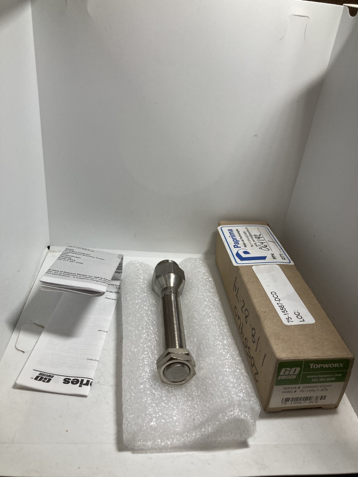 TOPWORX 75-15567-DCD PROXIMITY SWITCH 120VAC 4A 1/2NPT 4 PIN SS NIB