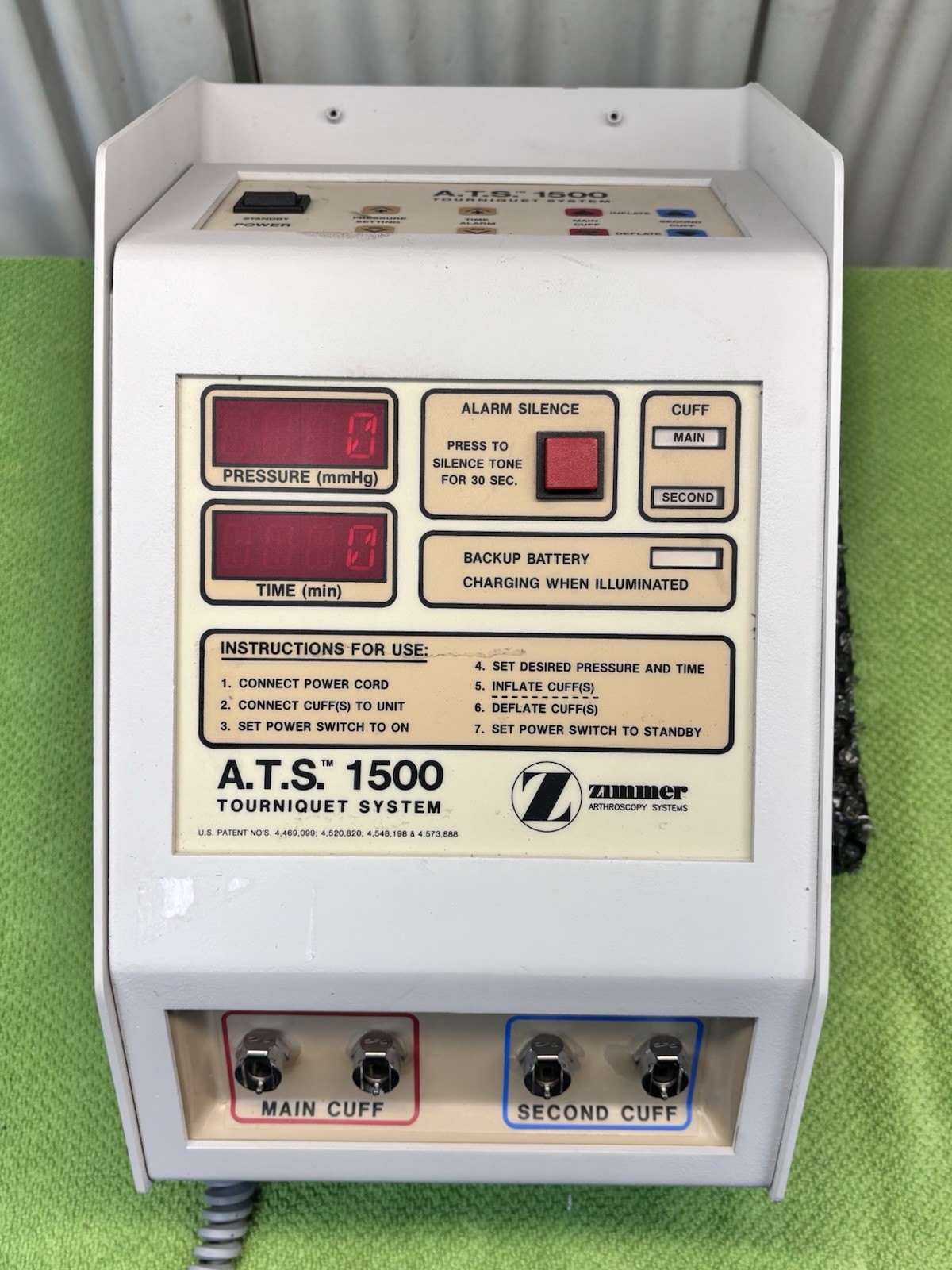 Zimmer ATS 1500 Pneumatic Tourniquet System with hoses and cuff