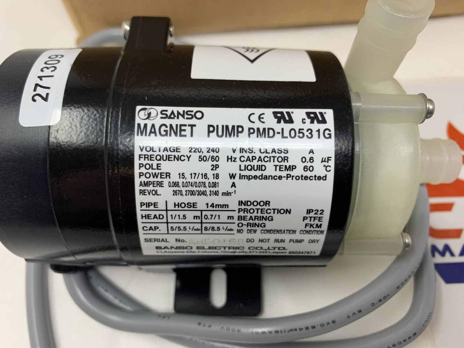 NEW Sanso PMD-L0531G Magnet Pump 0.068/0.074/0.078/0.081AMP 2P 220-240V
