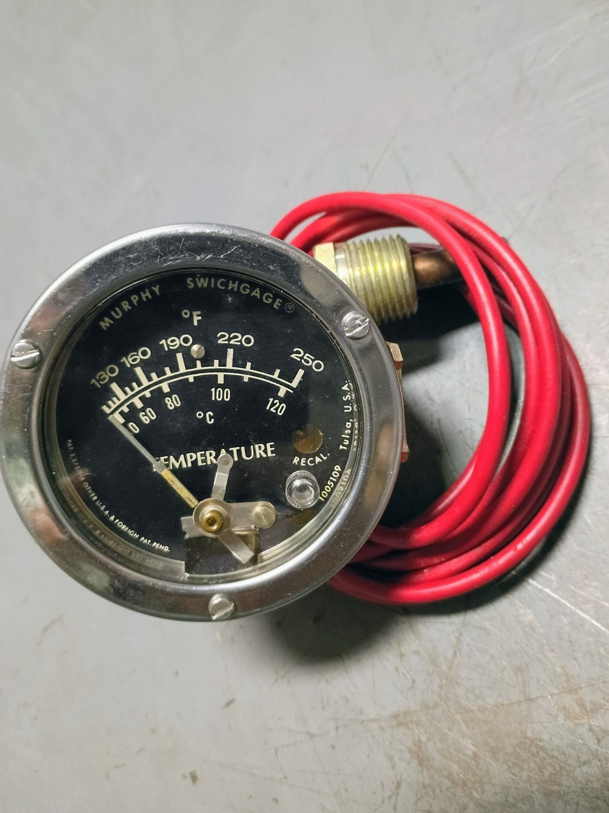 Murphy Swichgage Temperature indicator dual scale 100509 Tulsa USA