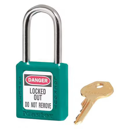 Master Lock 410Kateal Lockout Padlock, Keyed Alike, Thermoplastic, Teal, 1 1/2