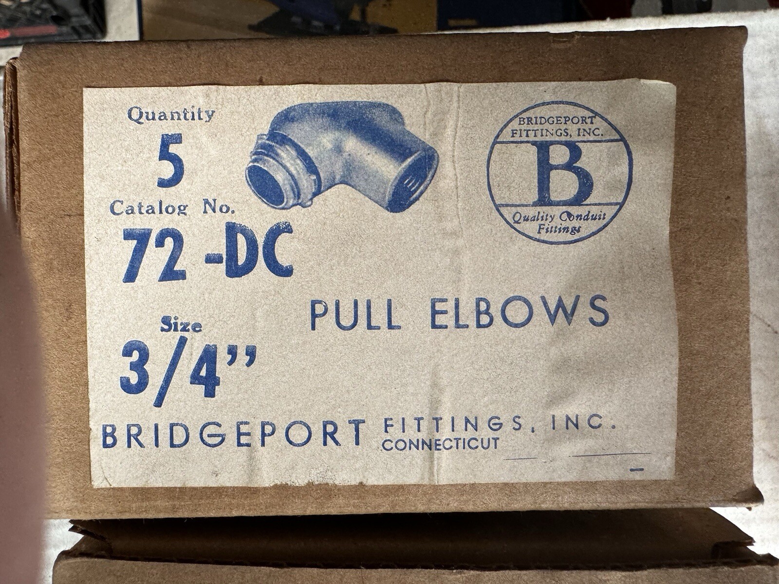 Lot Of 6 Boxes (5 Per Box) Bridgeport 72-DC 3/4″ Pull Elbows