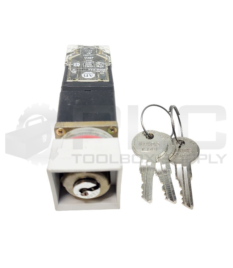 NEW ALLEN BRADLEY 800MS-H48B/A CYLINDER LOCK W/ 800M-XAK CONTACT BLOCK W/ KEYS *