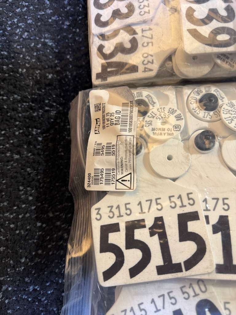 (QTY 375) AllFlex From Numbers #5395 To #5769 USDA Matched Pair Cattle Ear Tags