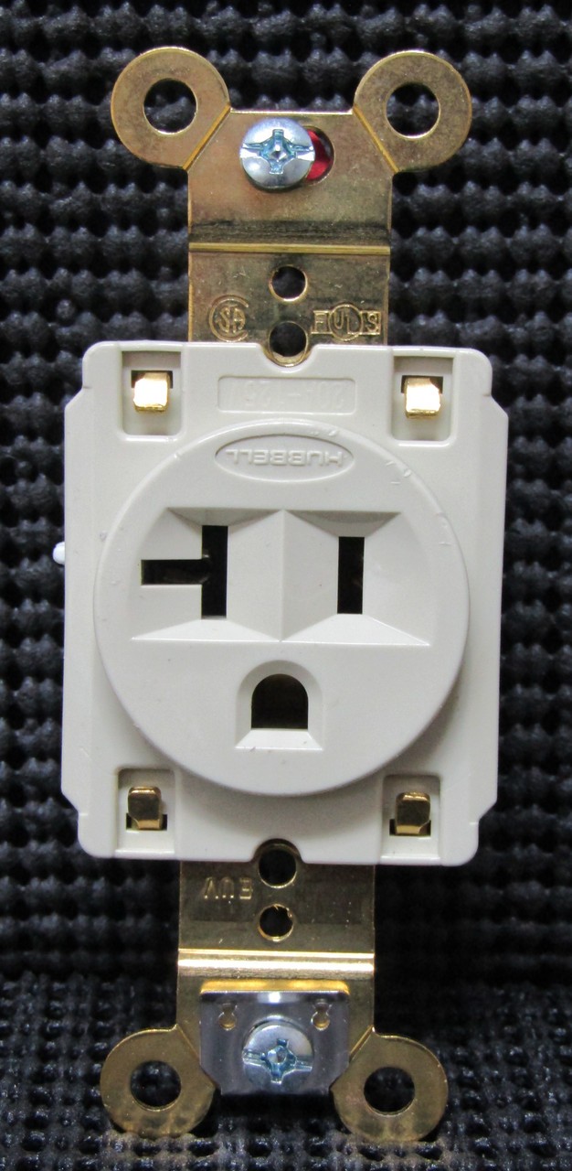 HUBBELL HBL5361I 20A 125V NEMA 5-20R 2P 3W GROUNDING SINGLE RECEPTACLE IVORY