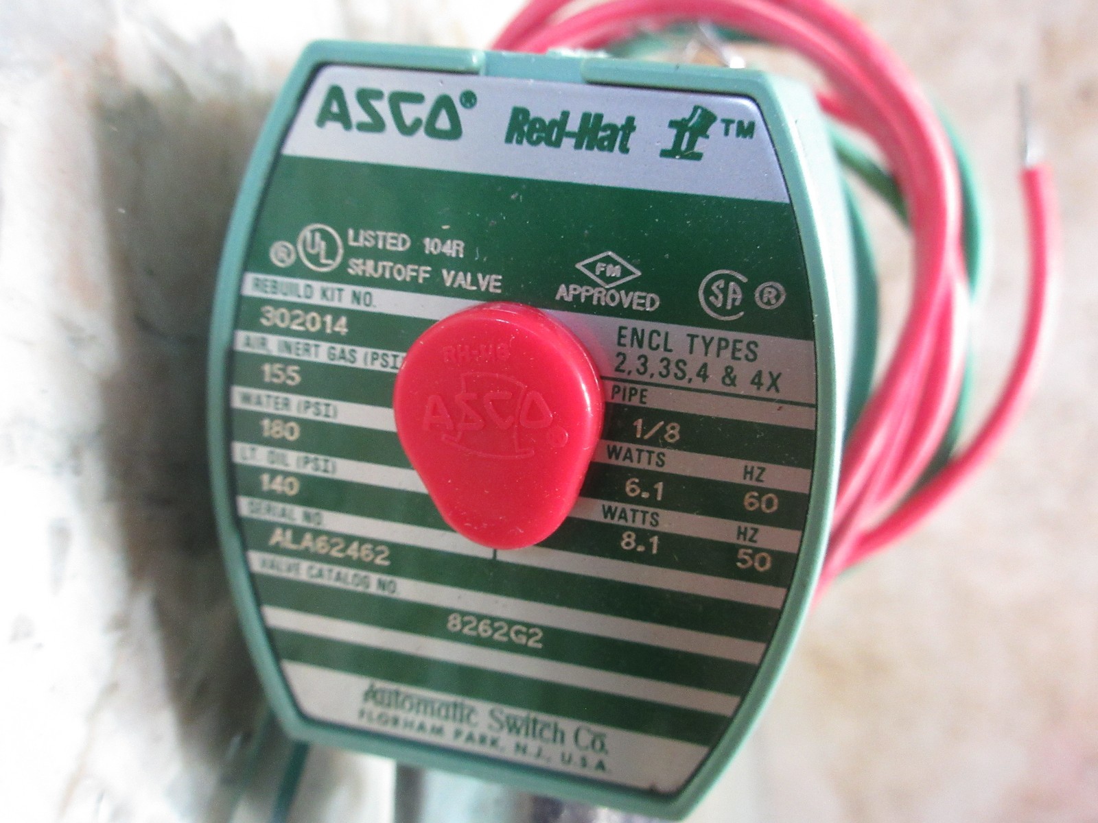 ASCO RED-HAT SHUTOFF VALVE UNIT 302014 CNC 8262G2